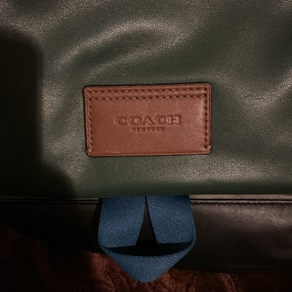 Coach Track Colorblock Leather Backpack Green Brown. - Picture 3 of 11